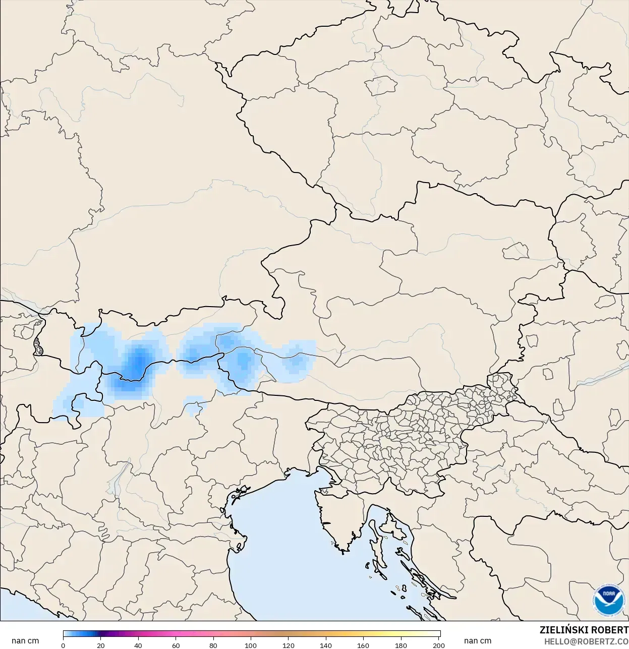 GFS modelo - Austria, Profundidad de nieve