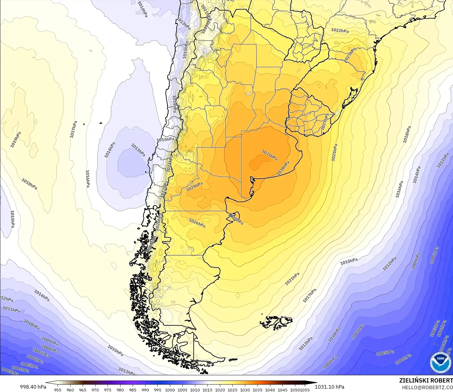 GFS modelo - Argentina, Presión