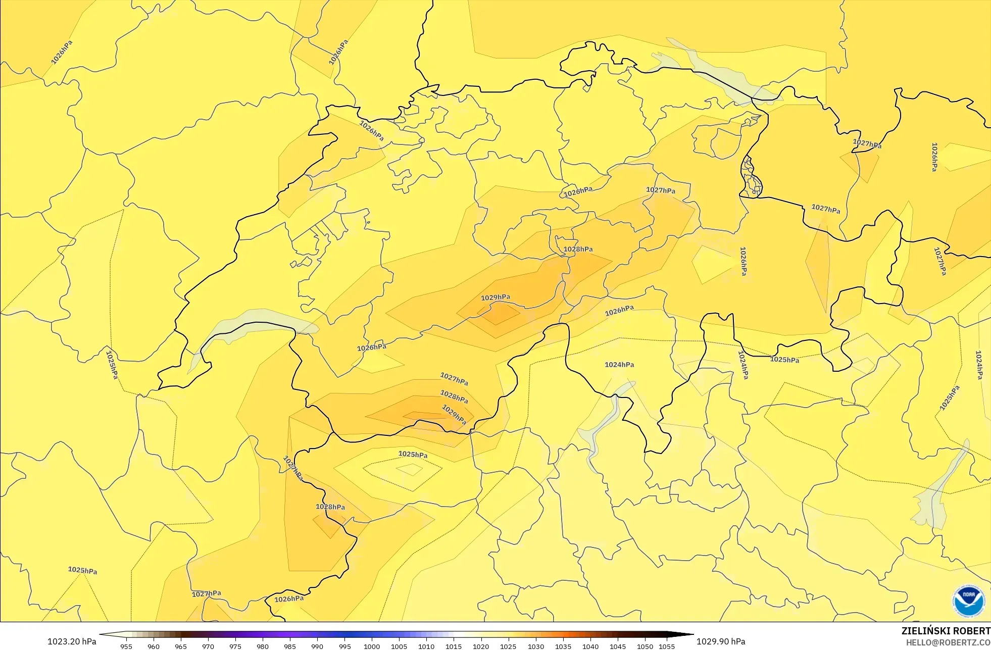 GFS modelo - Suiza, Presión