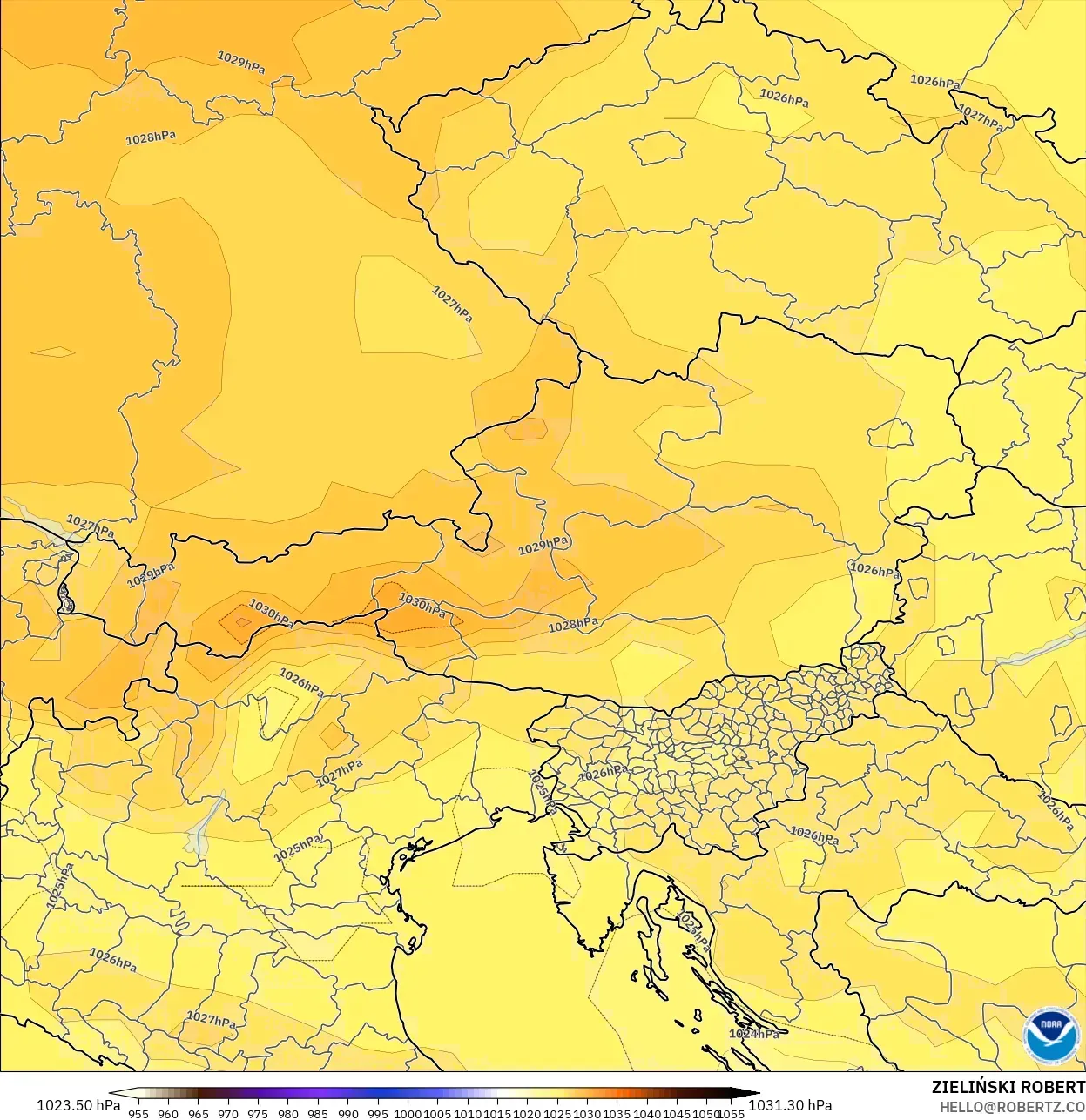 GFS modelo - Austria, Presión