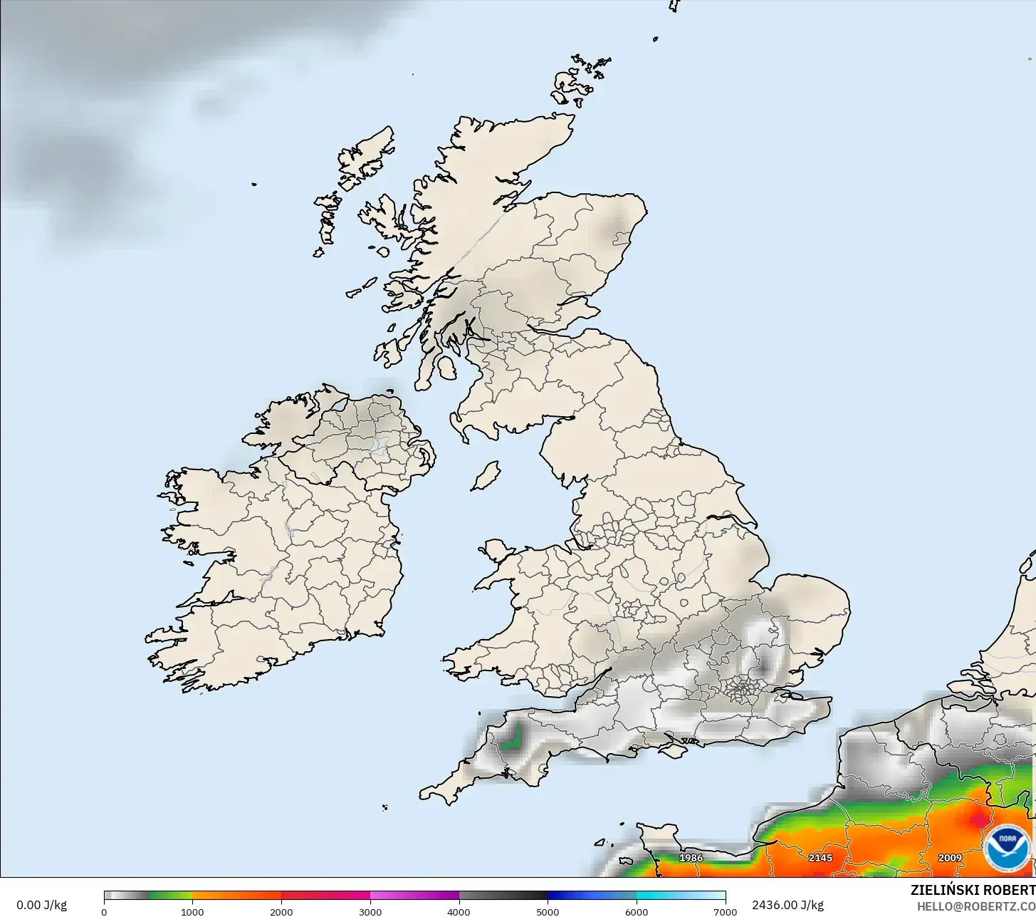 GFS modelo - Reino Unido, CAPE
