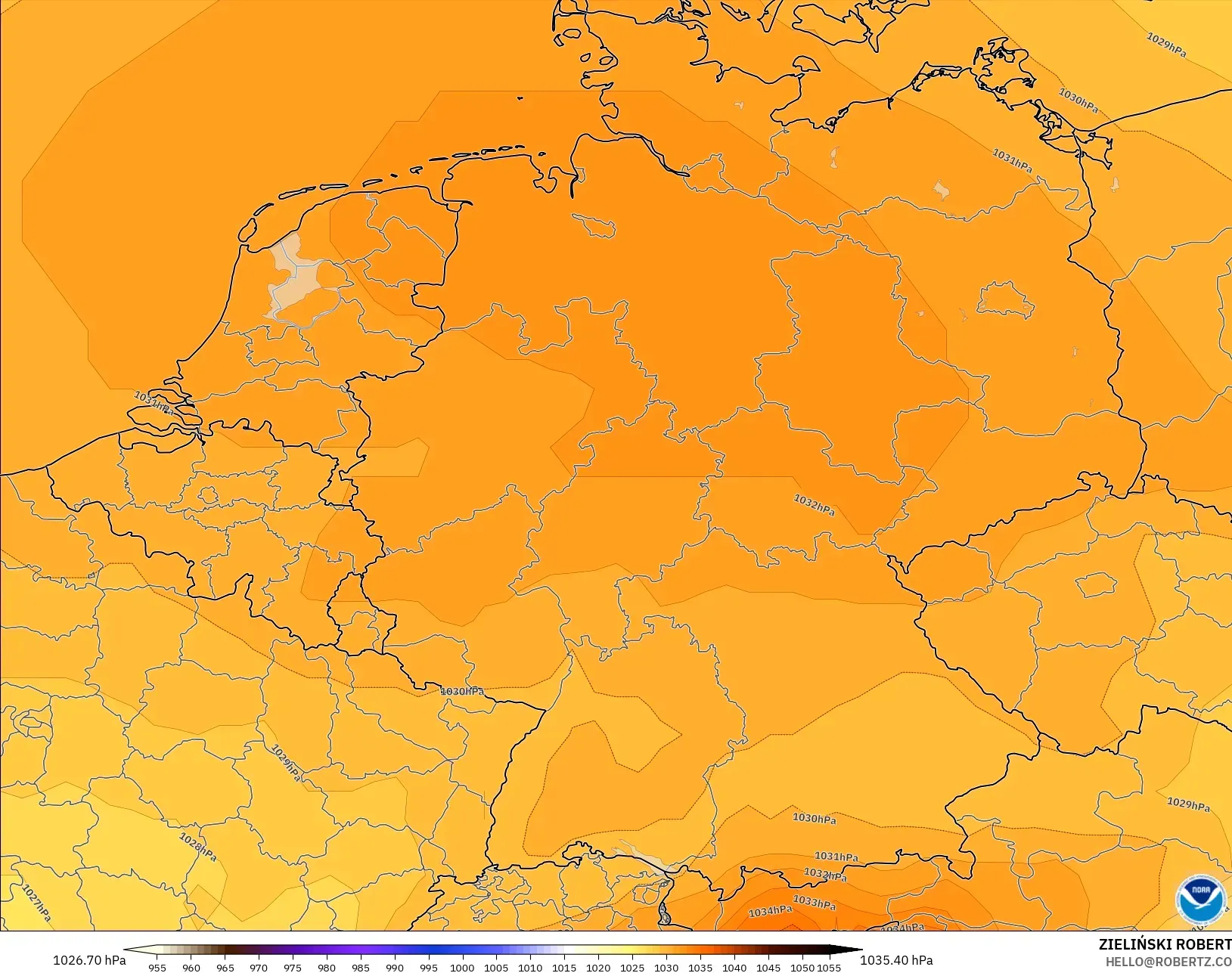 GFS modelo - Alemania, Presión