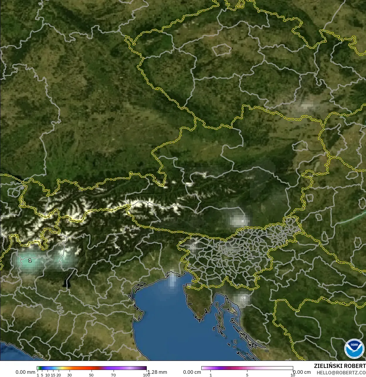 GFS modelo - Austria, Precipitación, nubes y presión