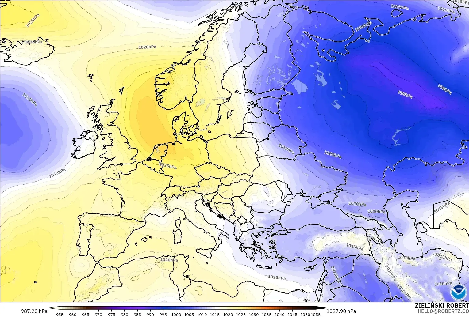 GFS modelo - Europa, Presión