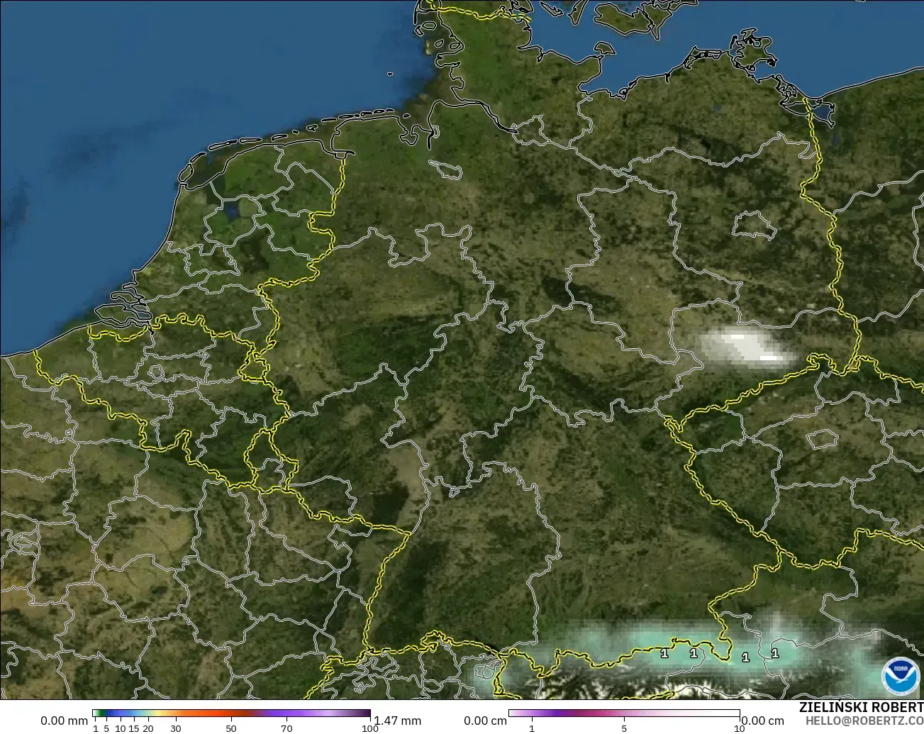 GFS modelo - Alemania, Precipitación, nubes y presión
