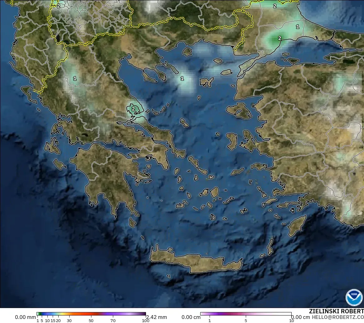 GFS modelo - Grecia, Precipitación, nubes y presión