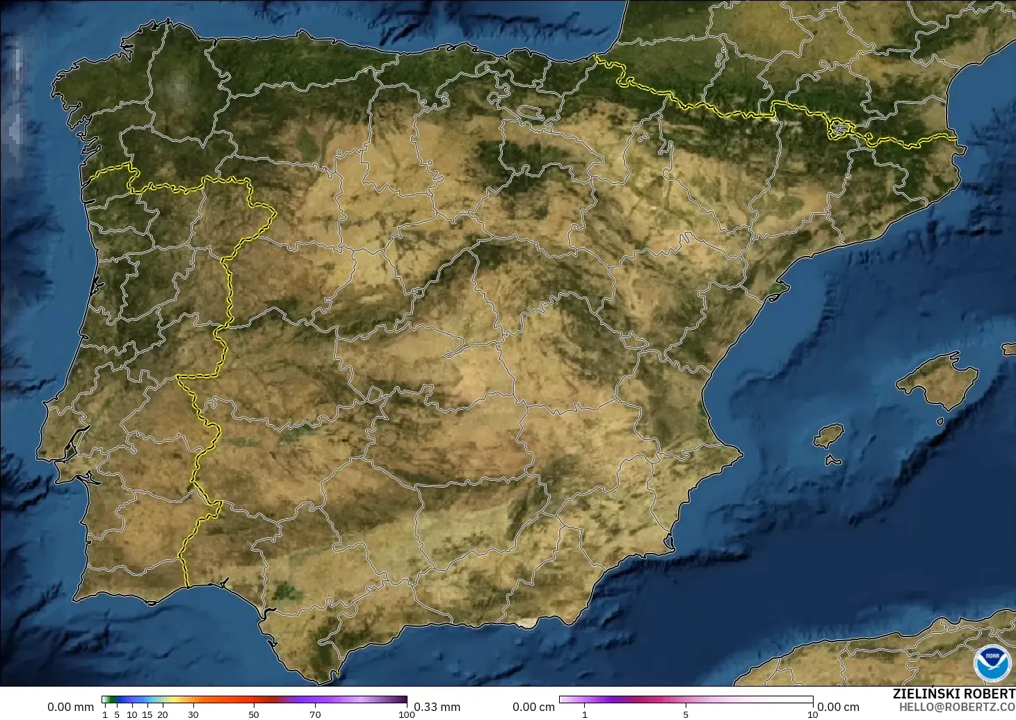 GFS modelo - España, Precipitación, nubes y presión