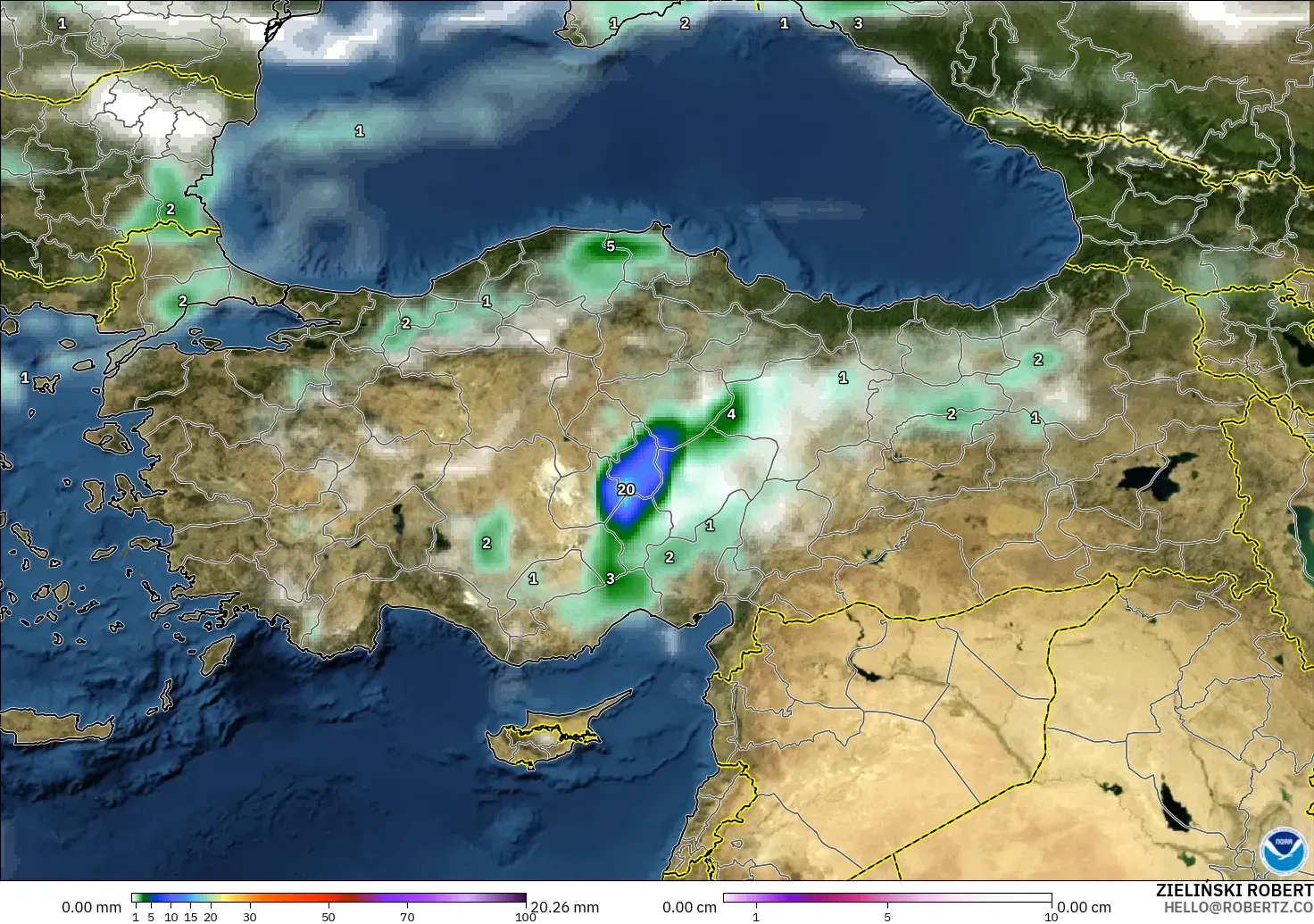 GFS modelo - Turquía, Precipitación, nubes y presión