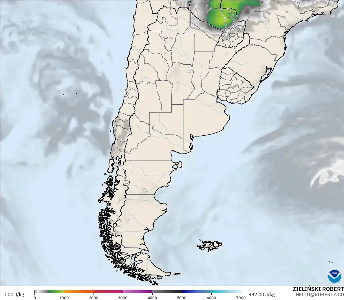 GFS modelo - Argentina, CAPE