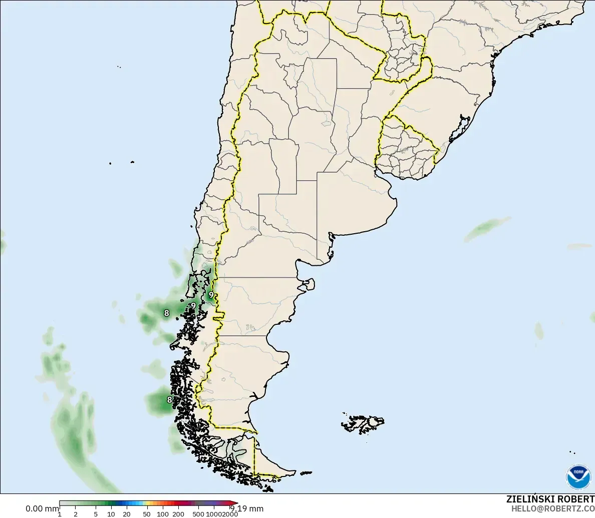 GFS modelo - Argentina, Acumulación de precipitación
