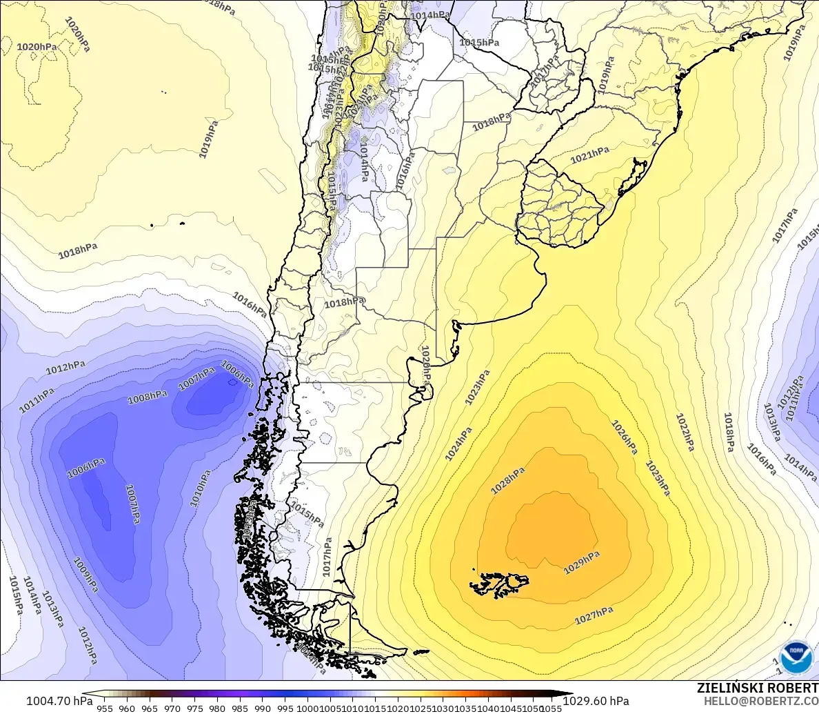 GFS modelo - Argentina, Presión
