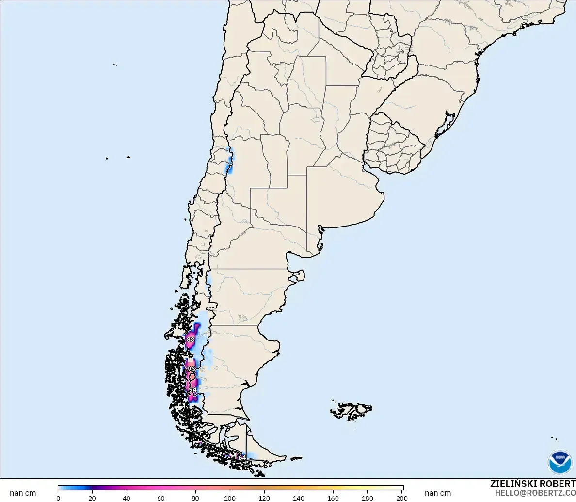 GFS modelo - Argentina, Profundidad de nieve