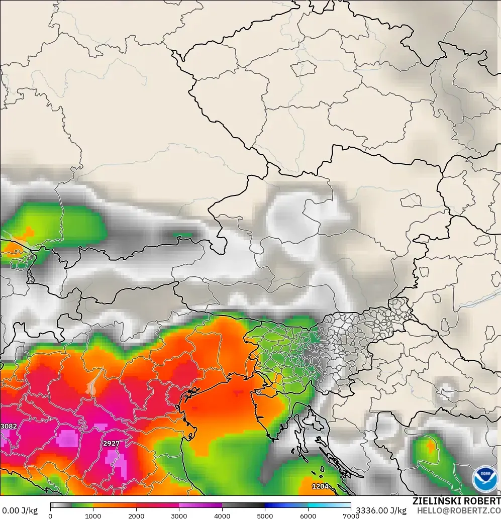 GFS modelo - Austria, CAPE