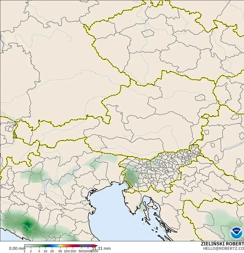 GFS modelo - Austria, Acumulación de precipitación