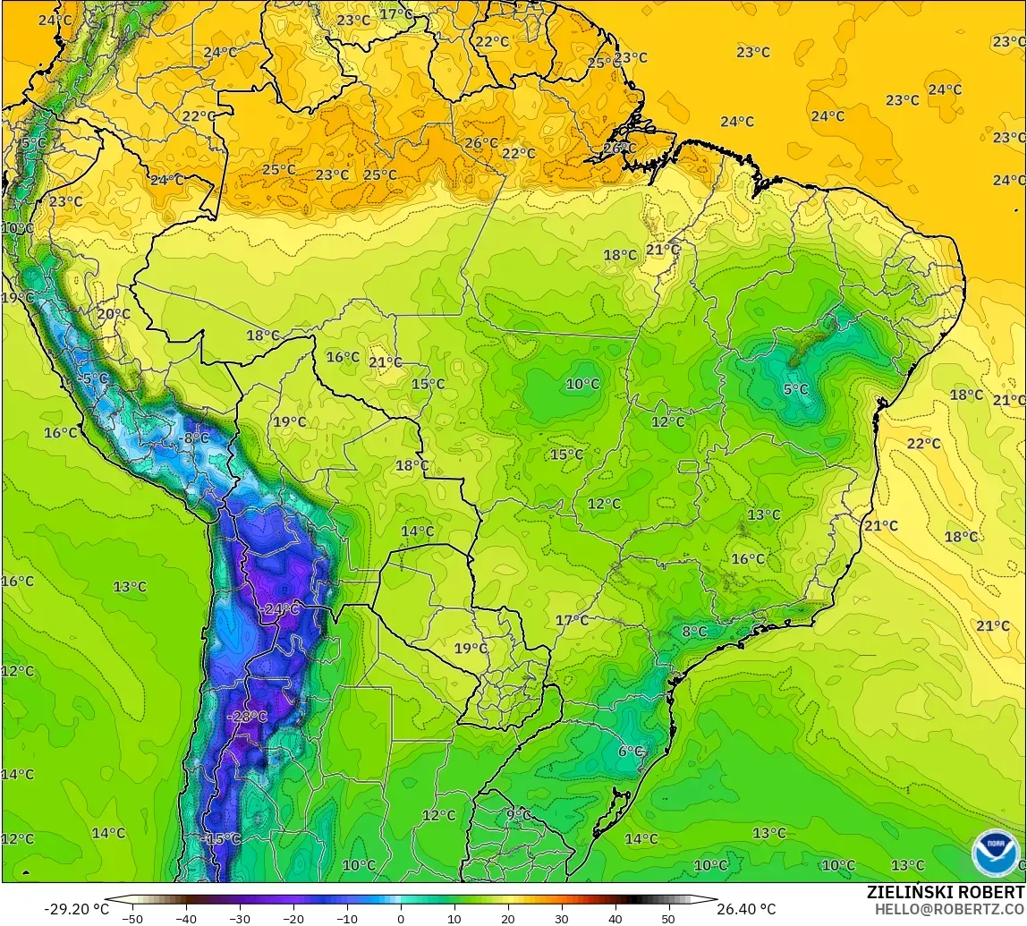 GFS modelo - Brasil, Punto de rocío a 2 m