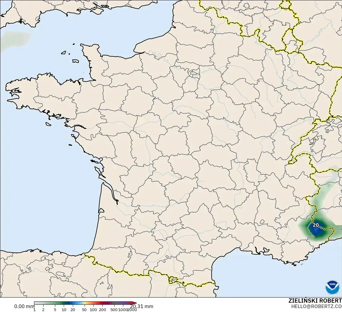GFS modelo - Francia, Acumulación de precipitación