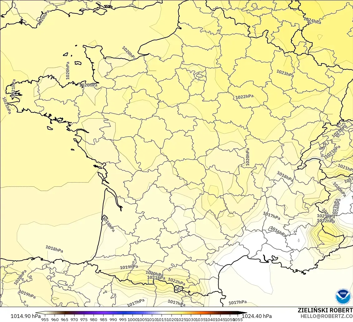 GFS modelo - Francia, Presión