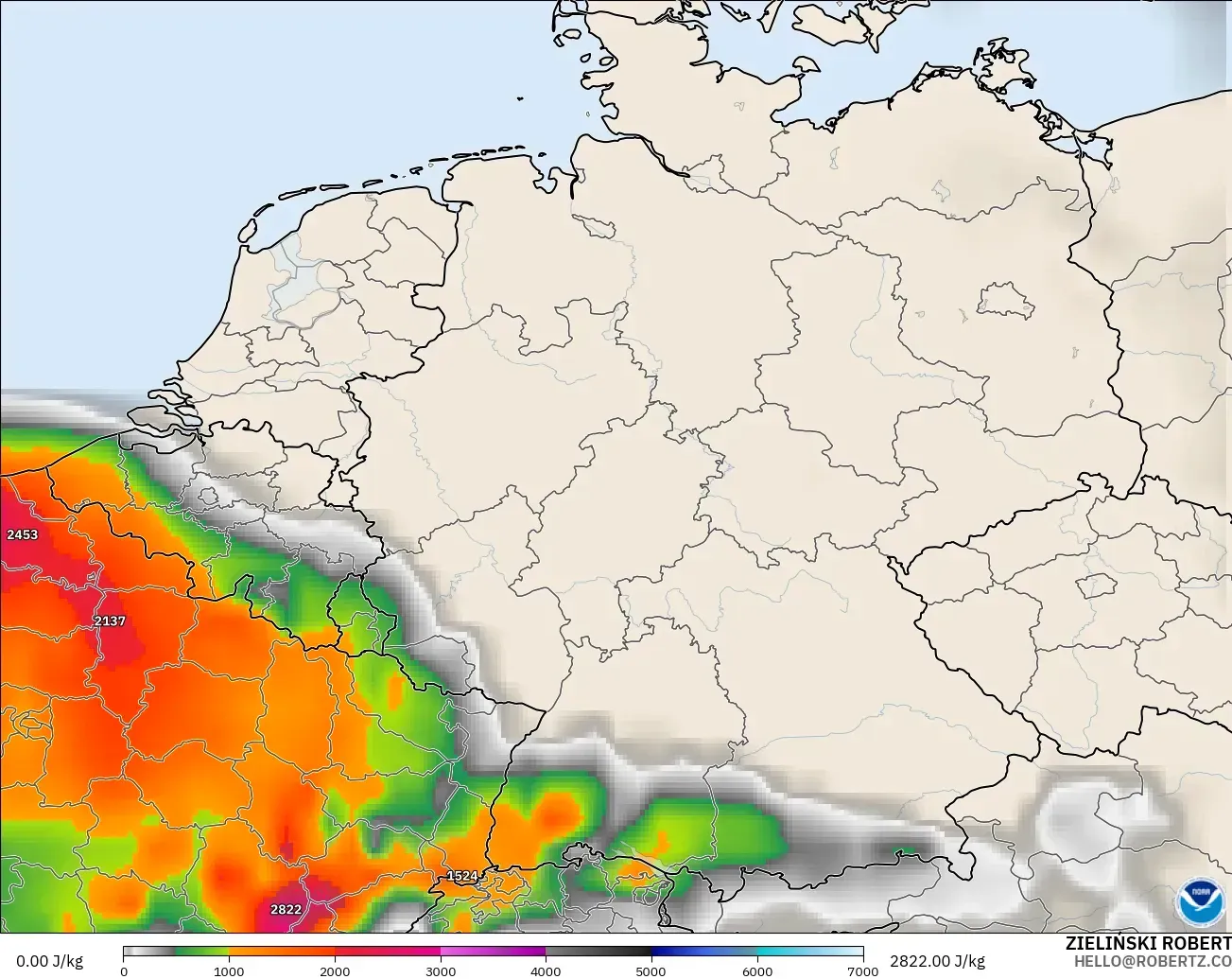 GFS modelo - Alemania, CAPE