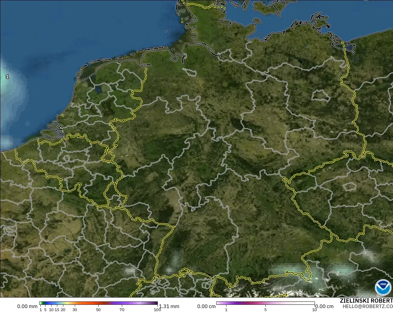 GFS modelo - Alemania, Precipitación, nubes y presión