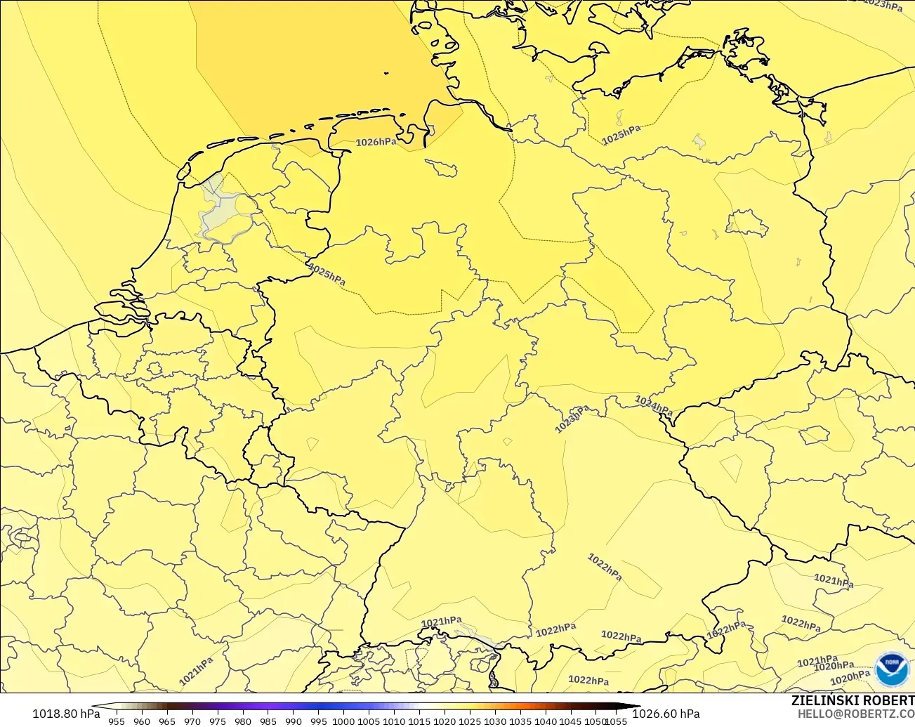 GFS modelo - Alemania, Presión