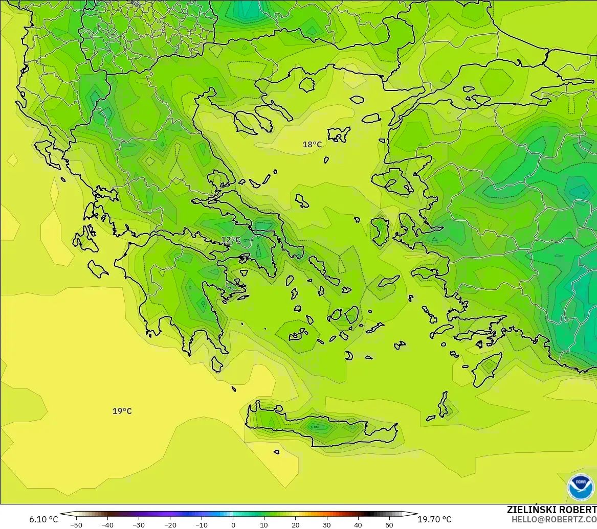 GFS modelo - Grecia, Punto de rocío a 2 m