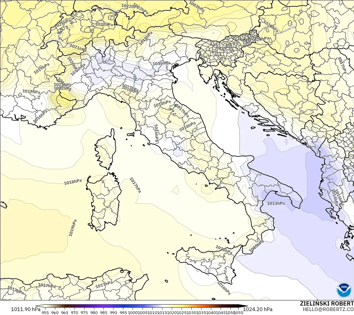 GFS modelo - Italia, Presión