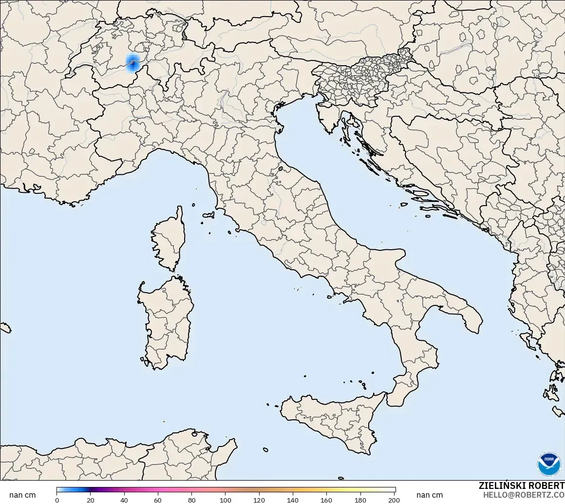 GFS modelo - Italia, Profundidad de nieve