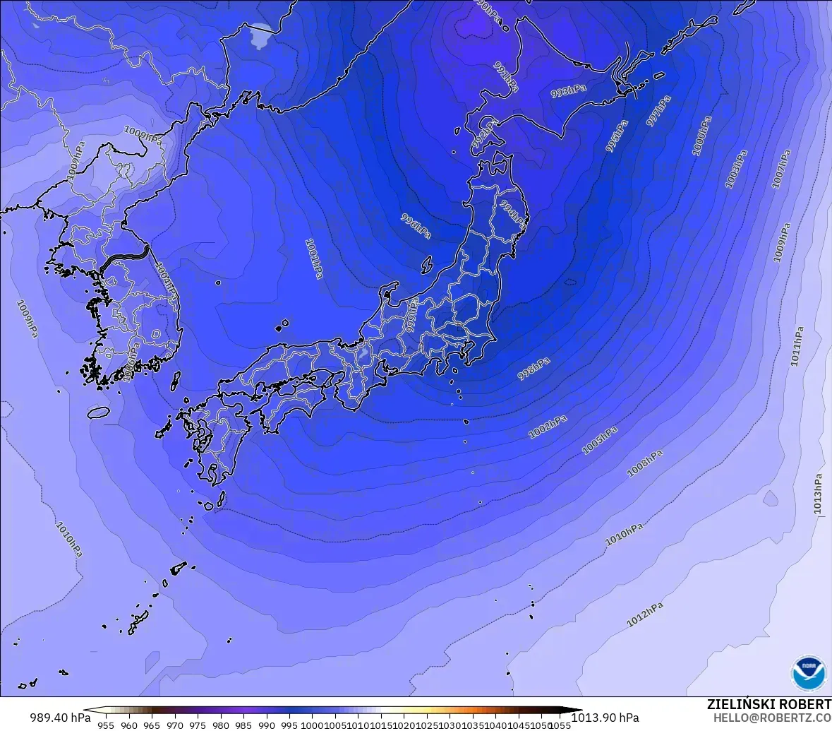 GFS modelo - Japón, Presión