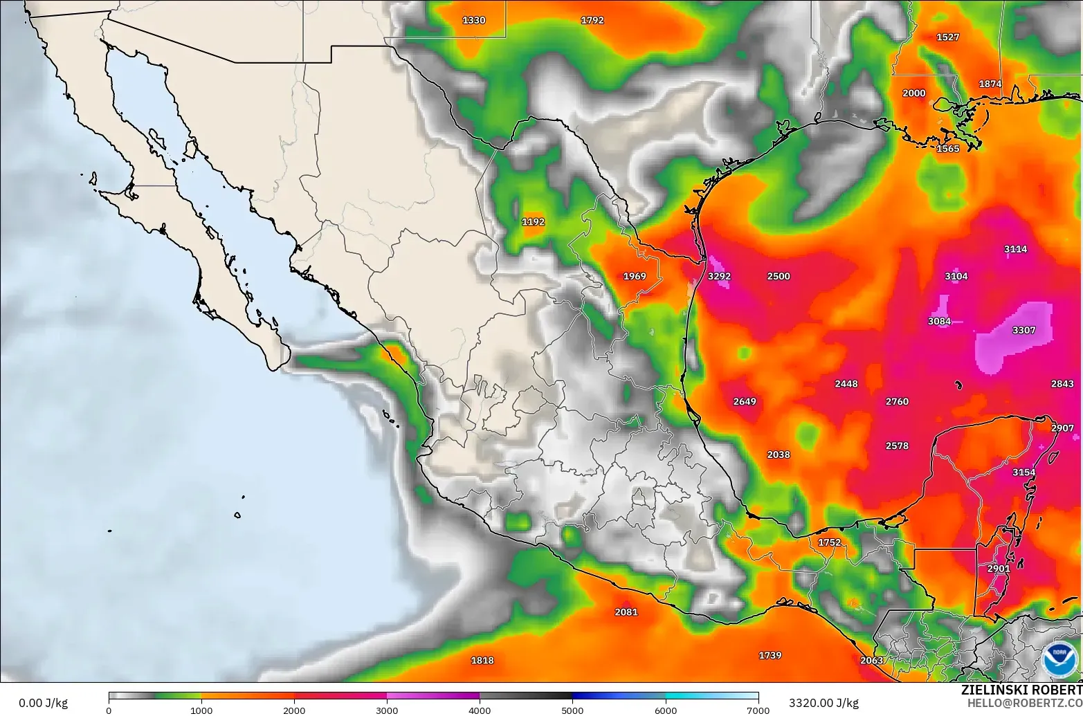 GFS modelo - México, CAPE
