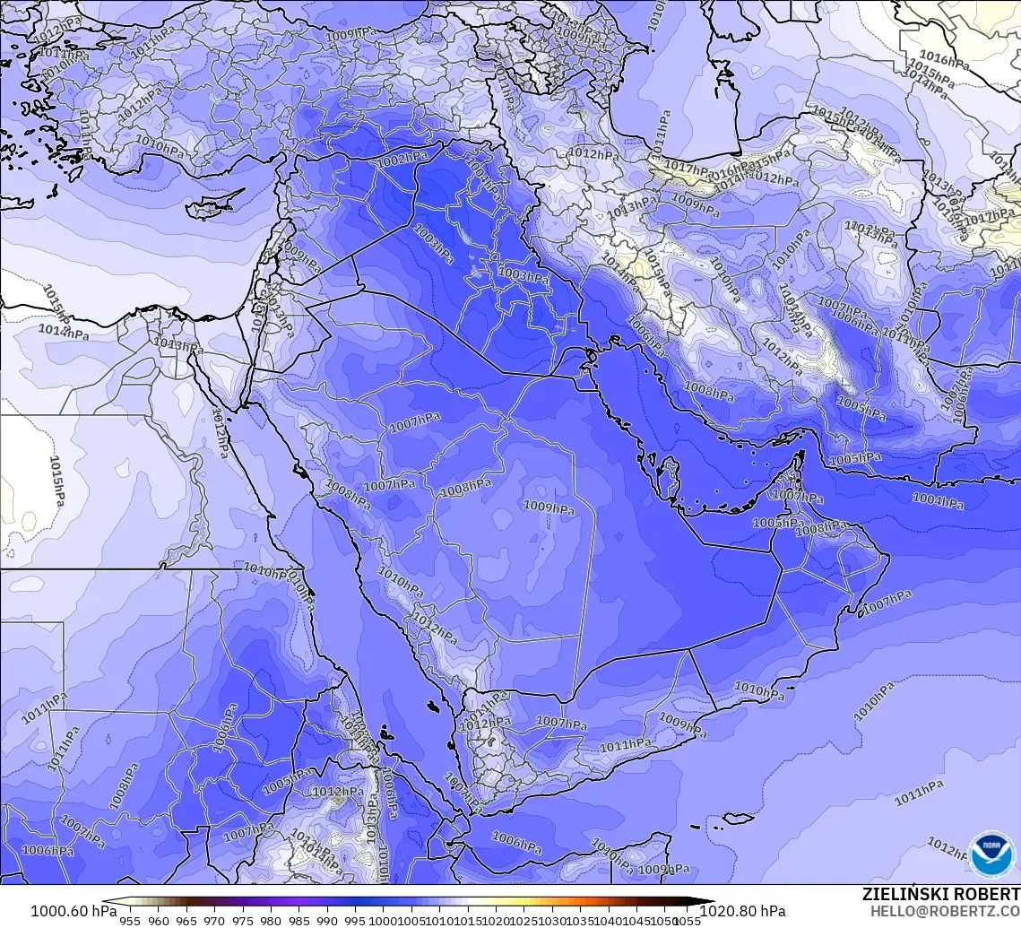 GFS modelo - Oriente Medio, Presión