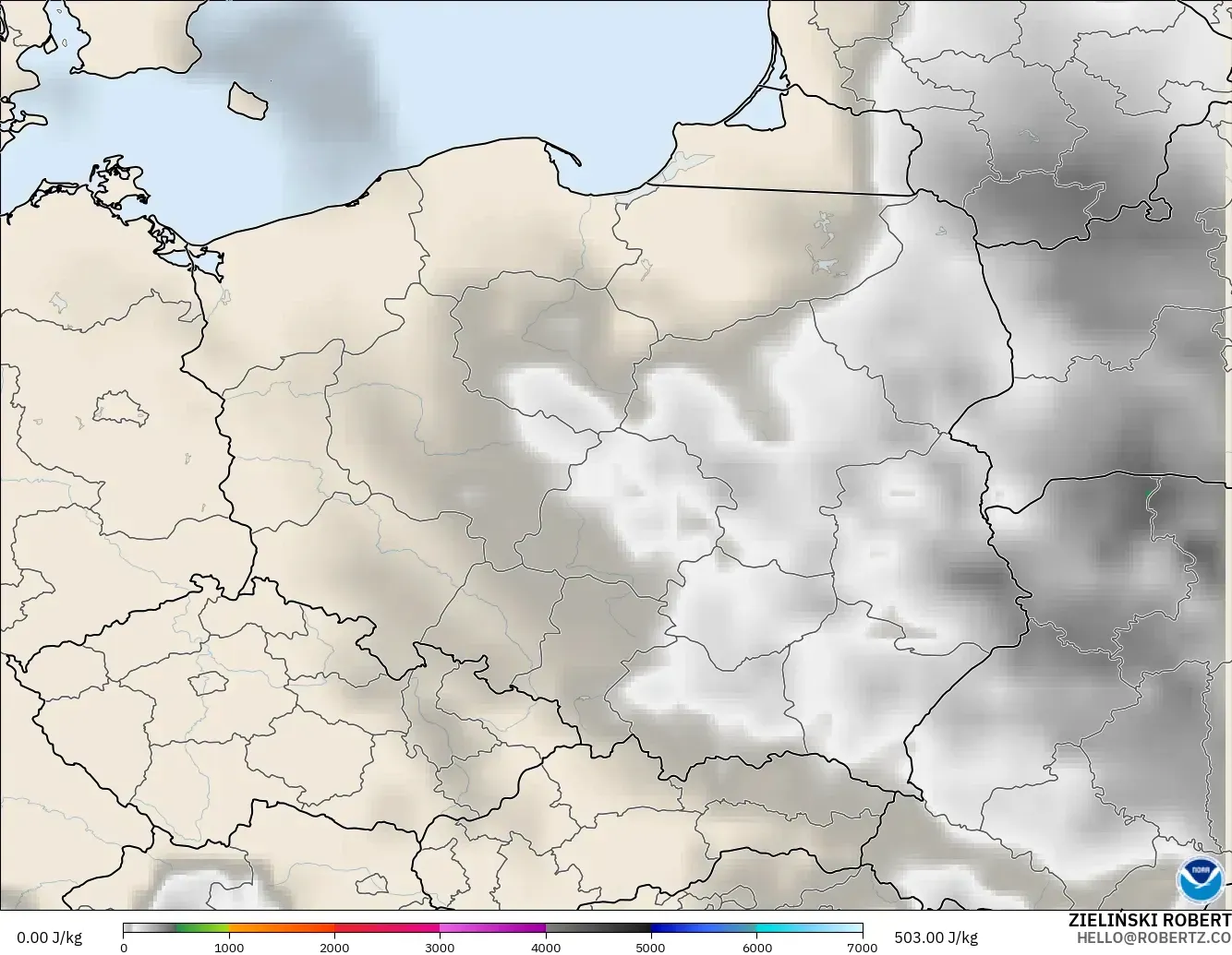 GFS modelo - Polonia, CAPE