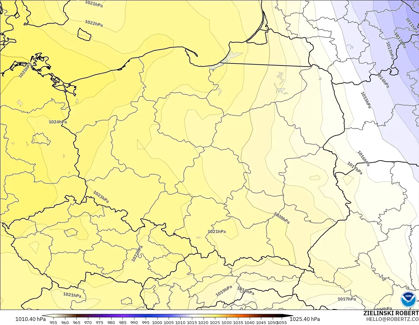 GFS modelo - Polonia, Presión