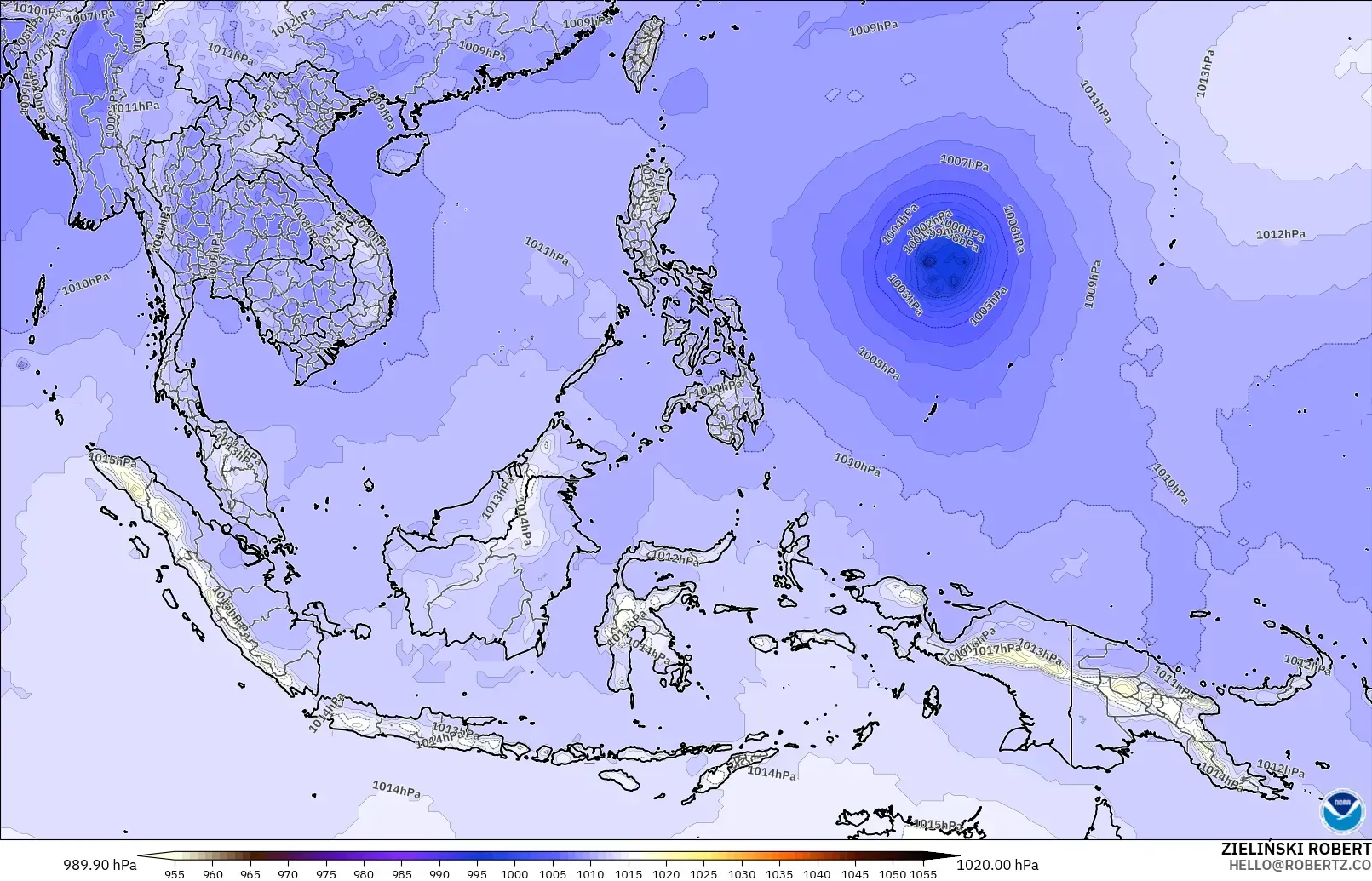 GFS modelo - Sudeste Asiático, Presión