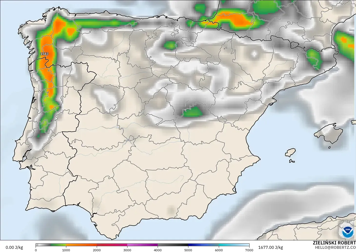 GFS modelo - España, CAPE