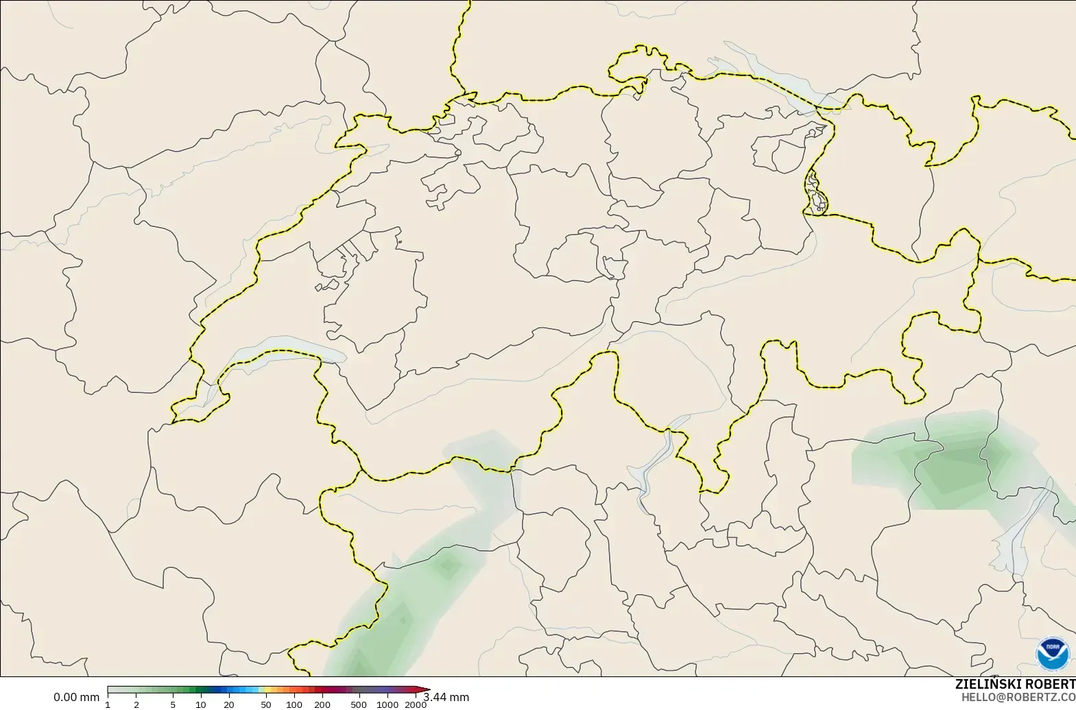 GFS modelo - Suiza, Acumulación de precipitación