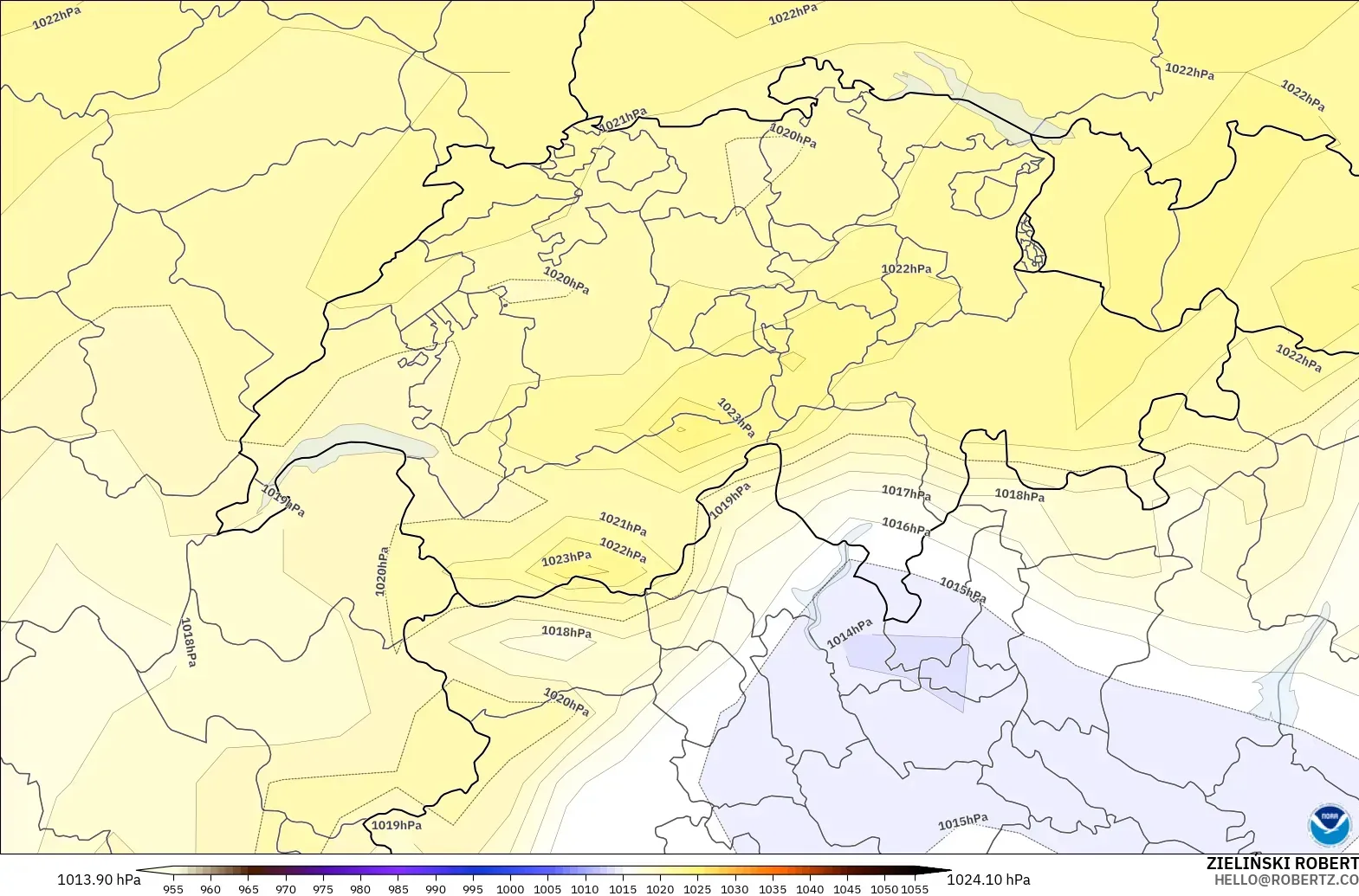 GFS modelo - Suiza, Presión