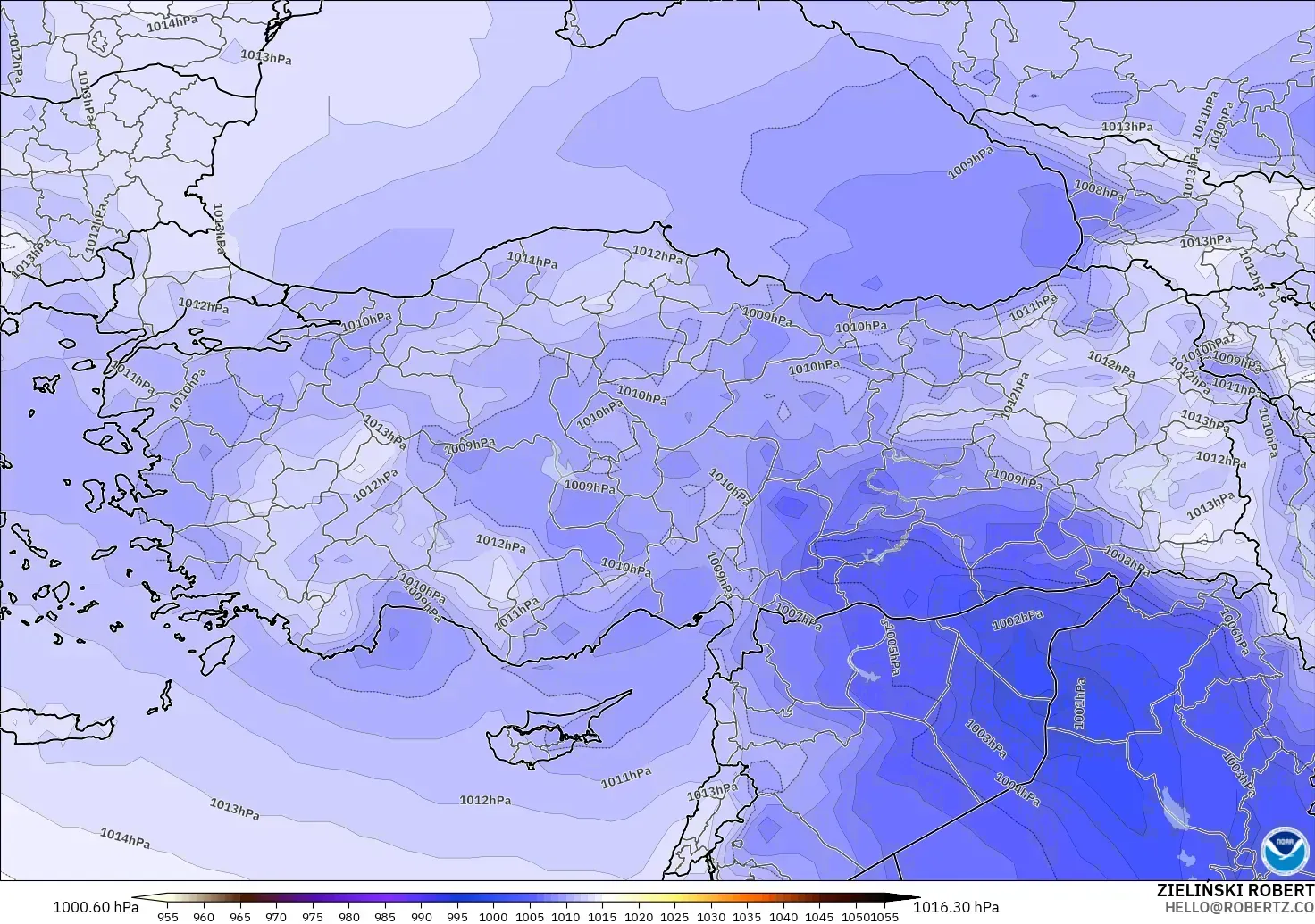 GFS modelo - Turquía, Presión