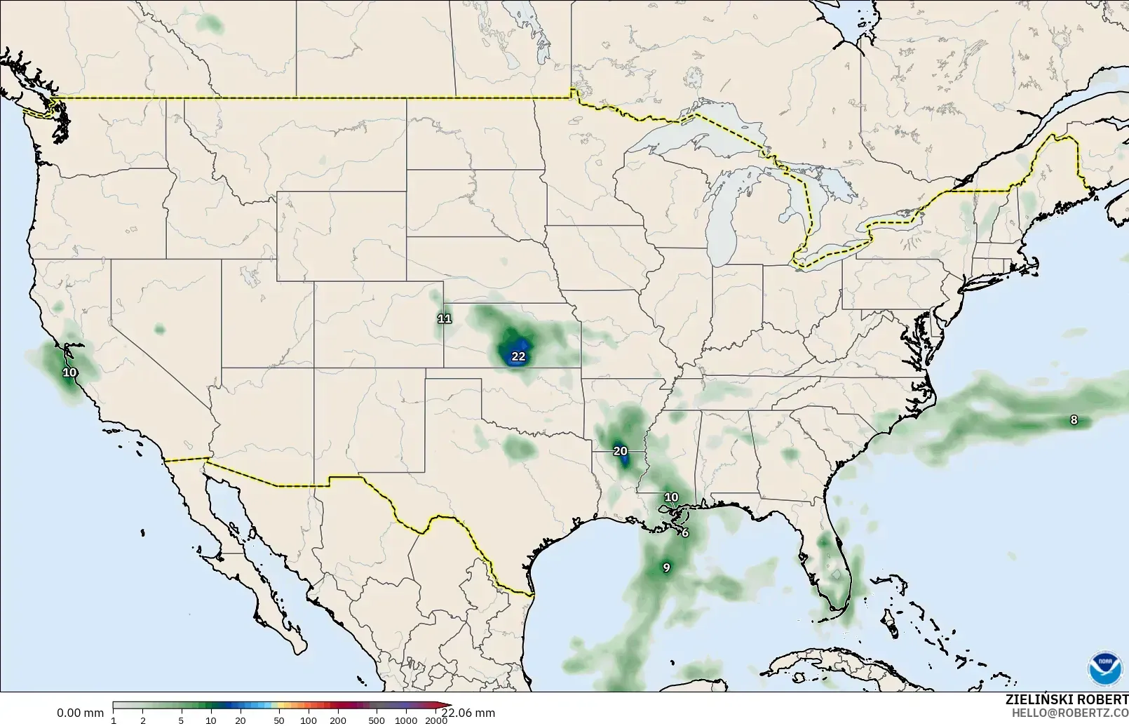 GFS modelo - Estados Unidos, Acumulación de precipitación