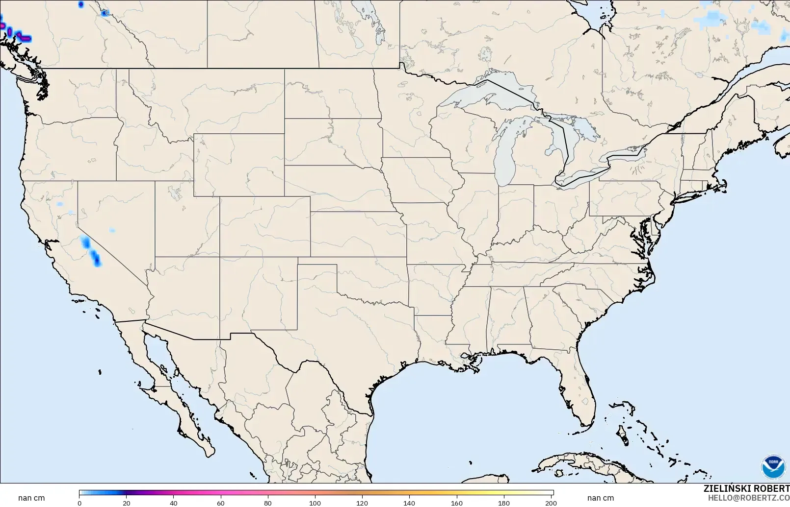 GFS modelo - Estados Unidos, Profundidad de nieve
