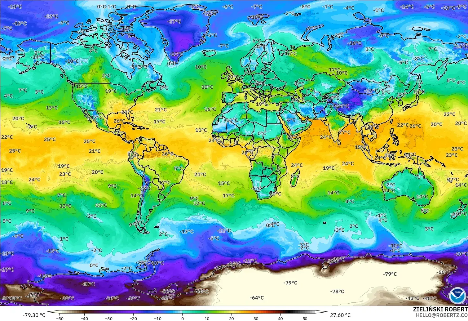 GFS modelo - Mundo, Punto de rocío a 2 m