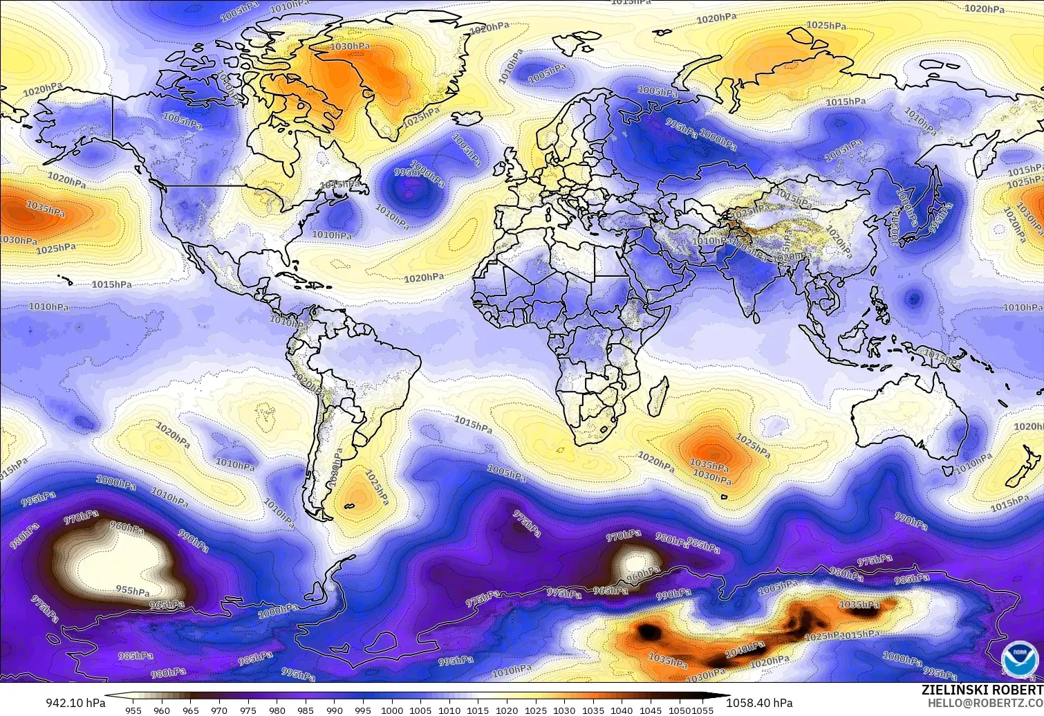 GFS modelo - Mundo, Presión