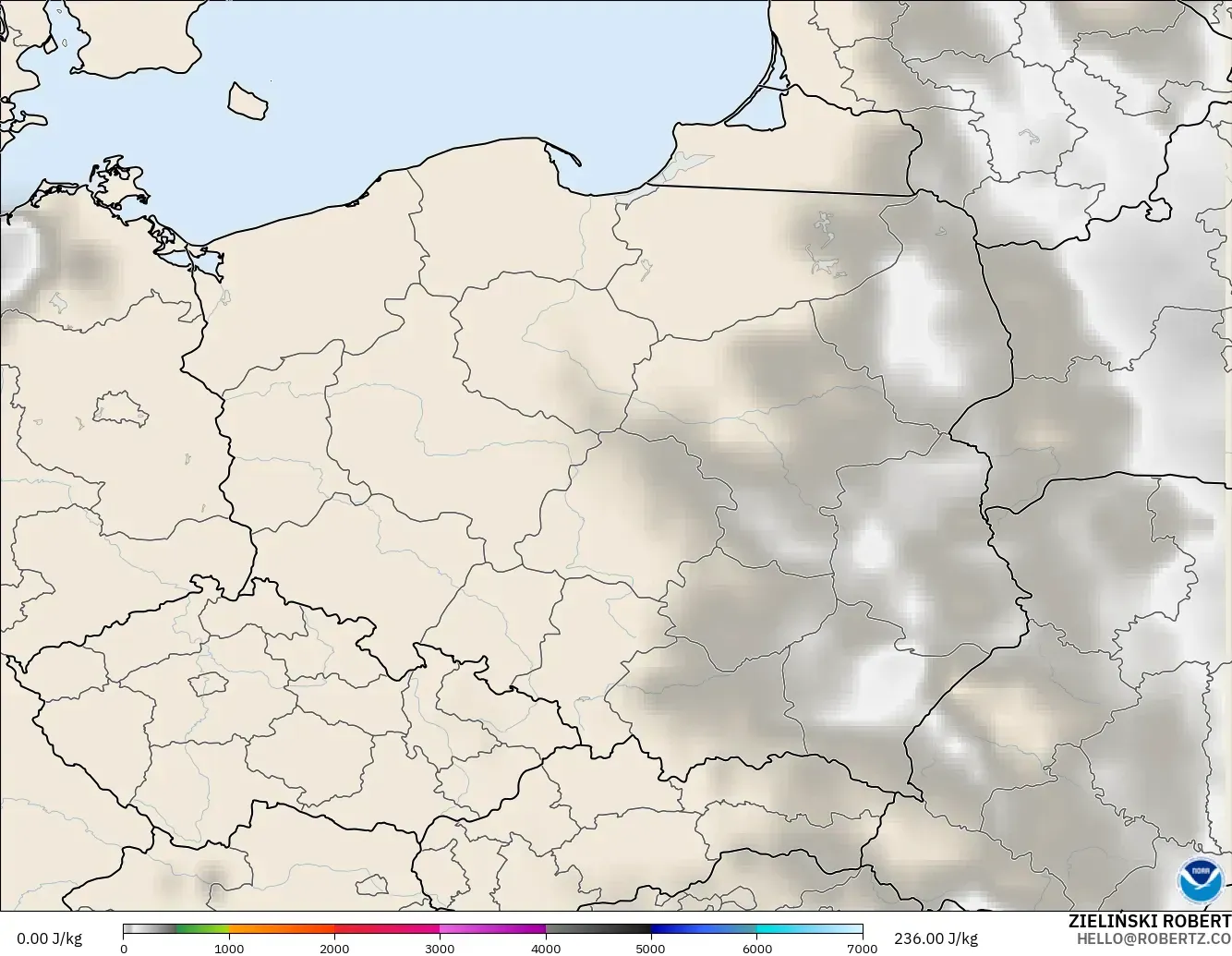 GFS modelo - Polonia, CAPE