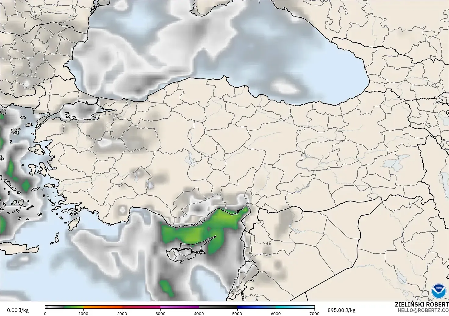 GFS modelo - Turquía, CAPE