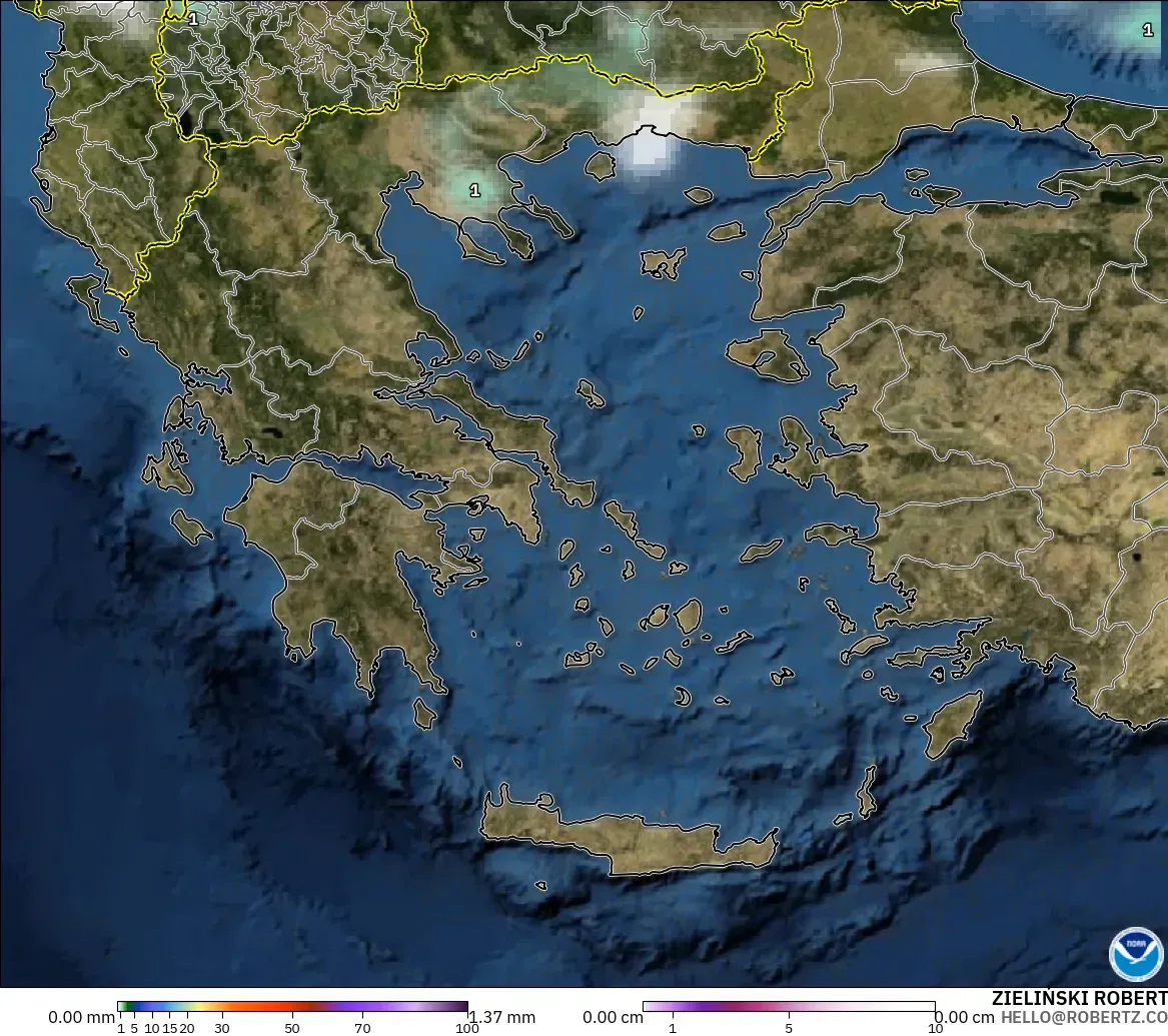GFS modelo - Grecia, Precipitación, nubes y presión