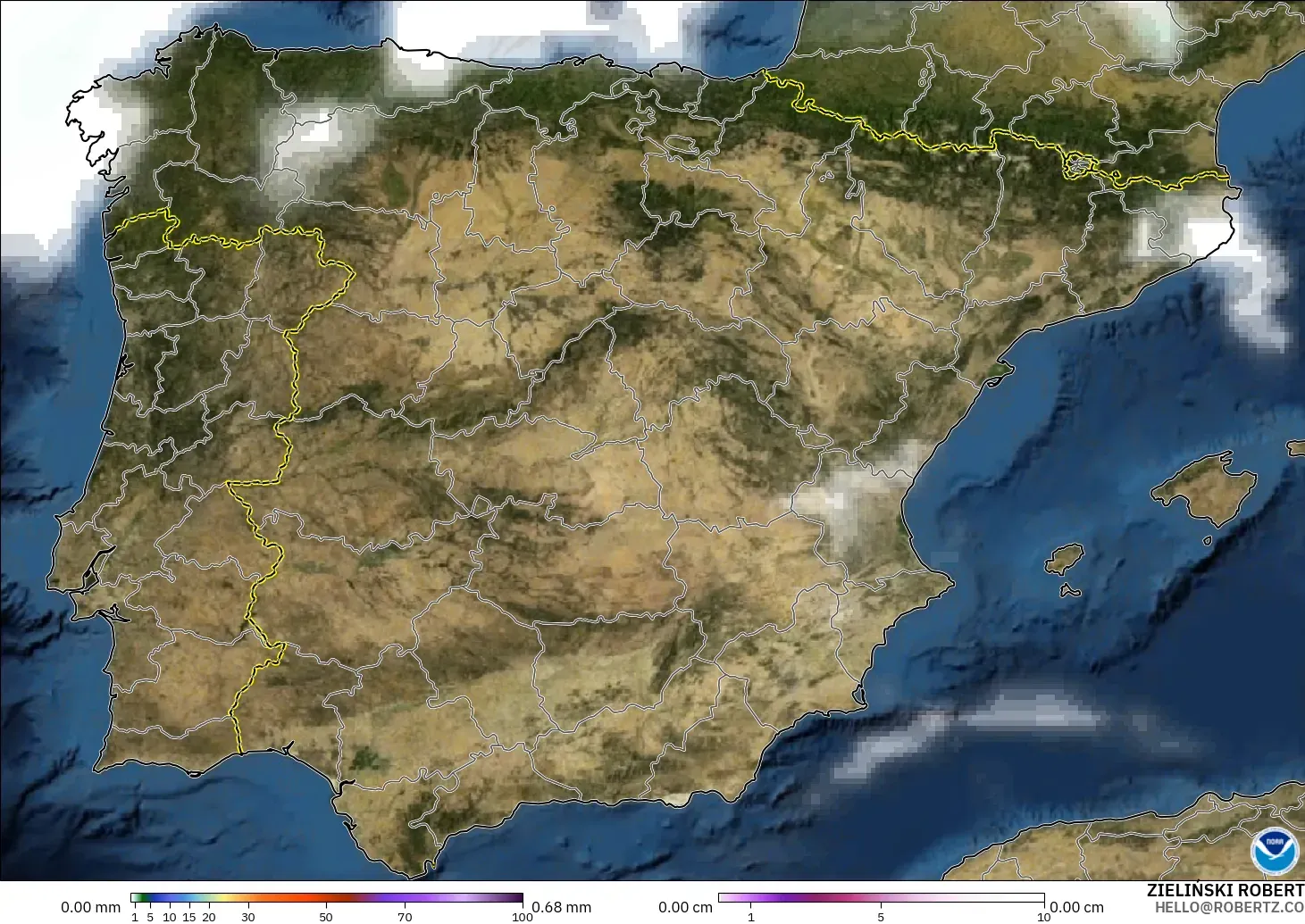 GFS modelo - España, Precipitación, nubes y presión