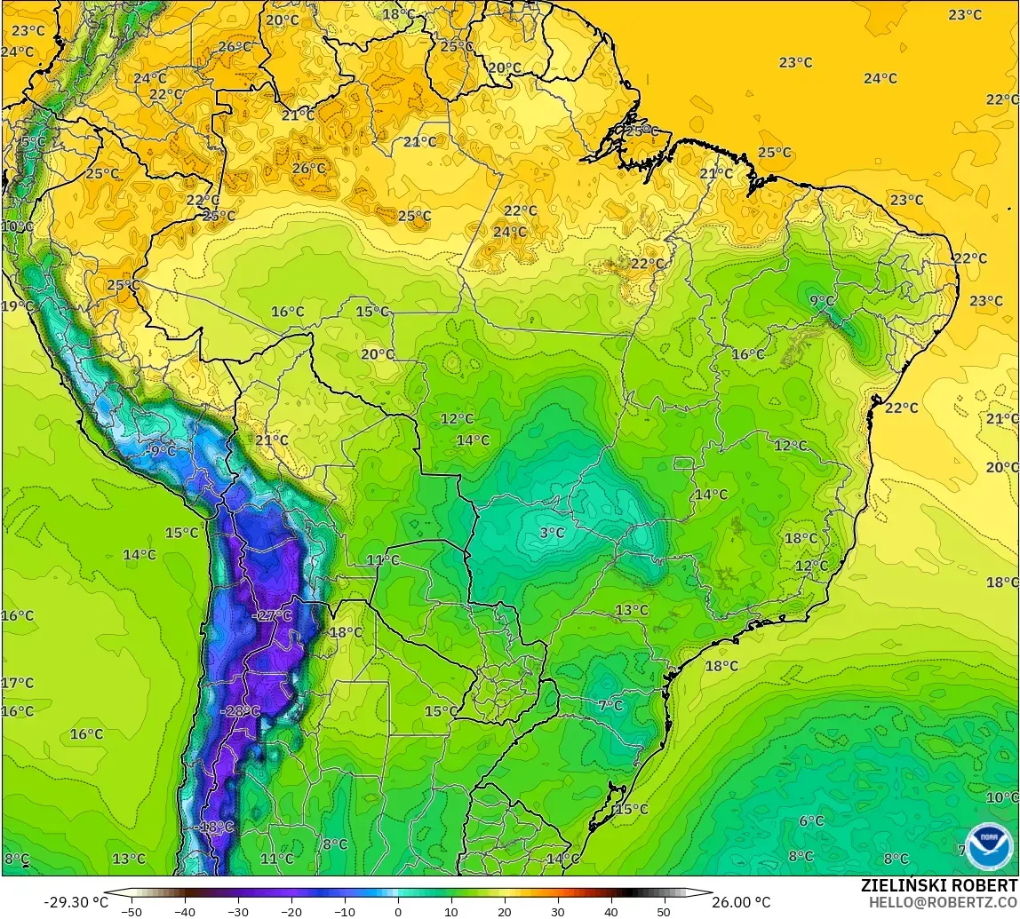 GFS modelo - Brasil, Punto de rocío a 2 m