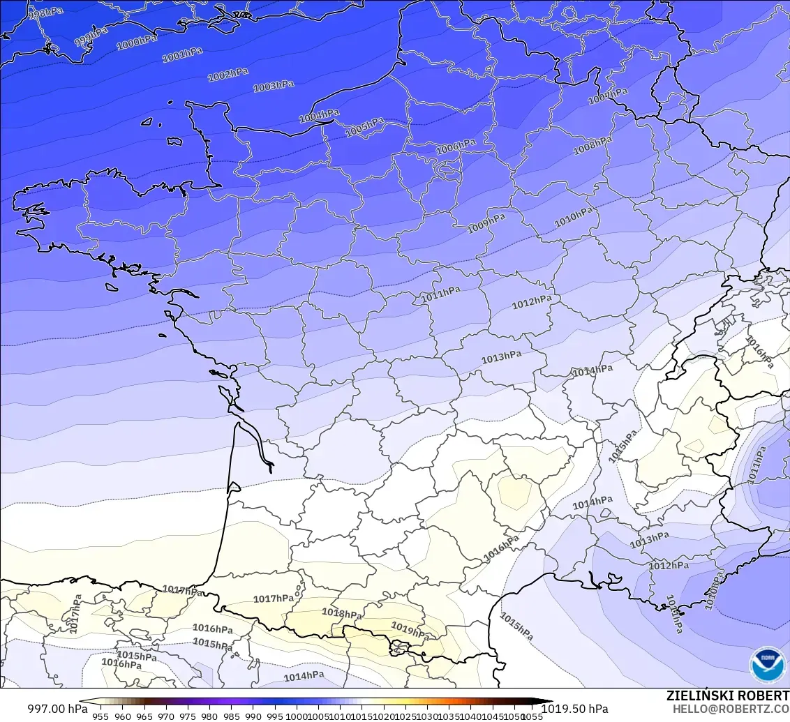 GFS modelo - Francia, Presión
