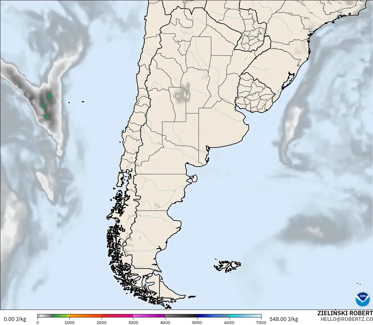 GFS modelo - Argentina, CAPE