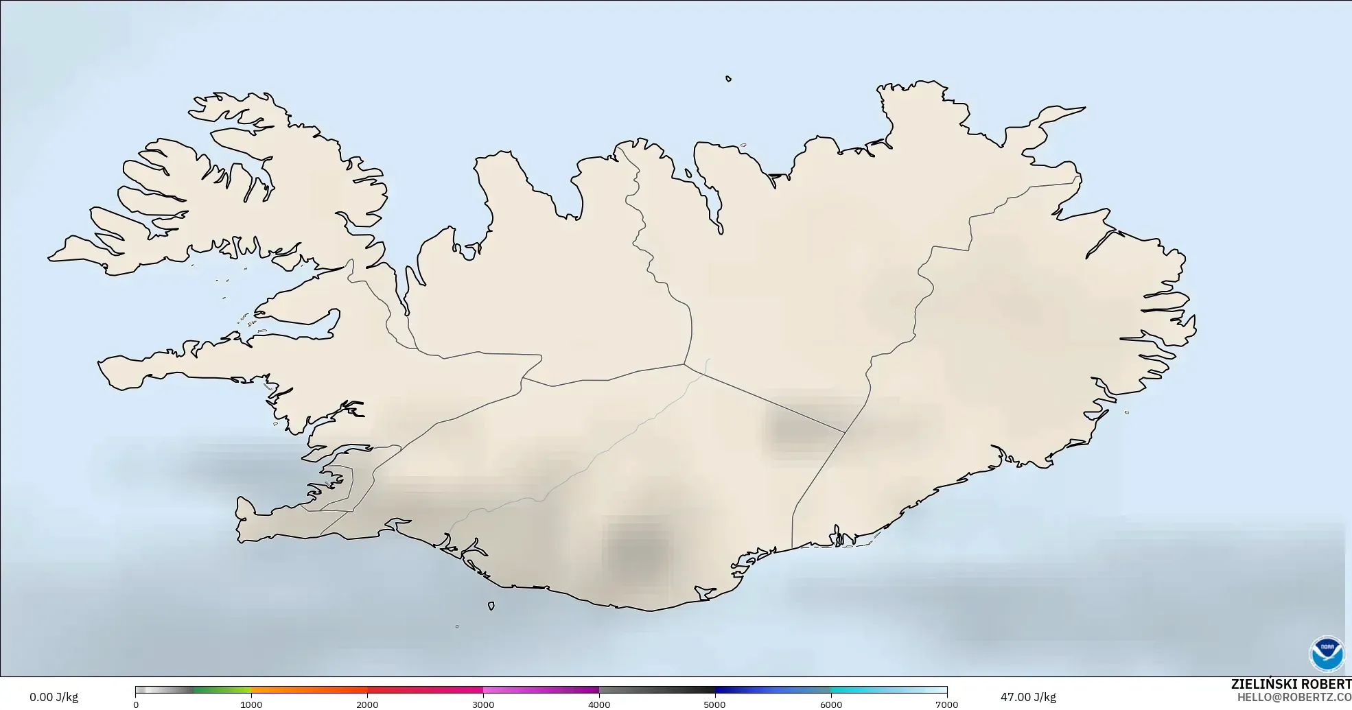 GFS modelo - Islandia, CAPE