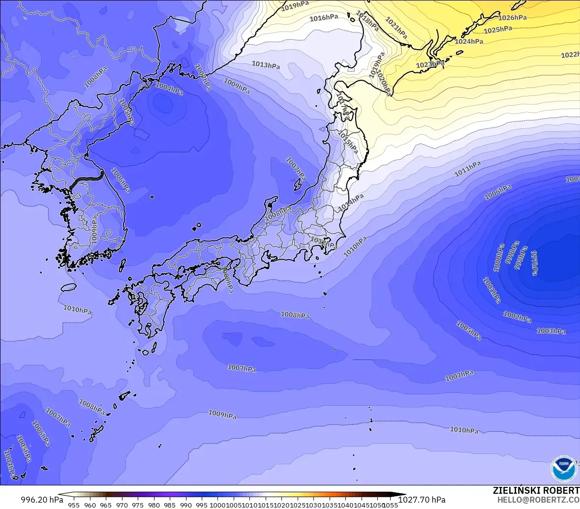 GFS modelo - Japón, Presión